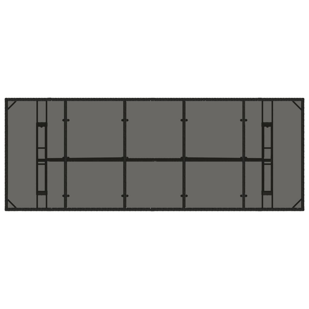 Mesa de jardim com tampo de vidro 240x90x75 cm vime PE preto