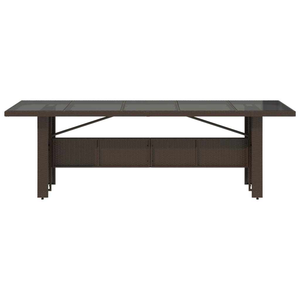 Mesa de jardim com tampo de vidro 240x90x75 cm vime PE castanho