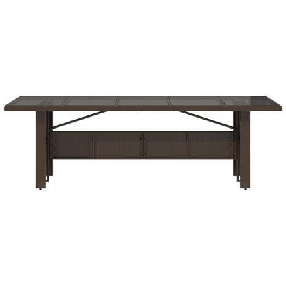 Mesa de jardim com tampo de vidro 240x90x75 cm vime PE castanho