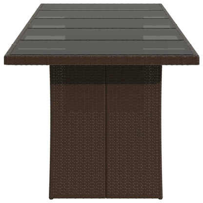 Mesa de jardim com tampo de vidro 240x90x75 cm vime PE castanho