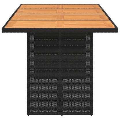 Mesa de jardim com tampo em acácia 190x80x75 cm vime PE preto