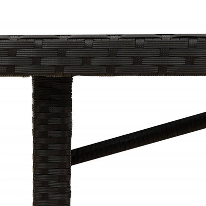 Mesa de jardim com tampo em acácia 190x80x75 cm vime PE preto