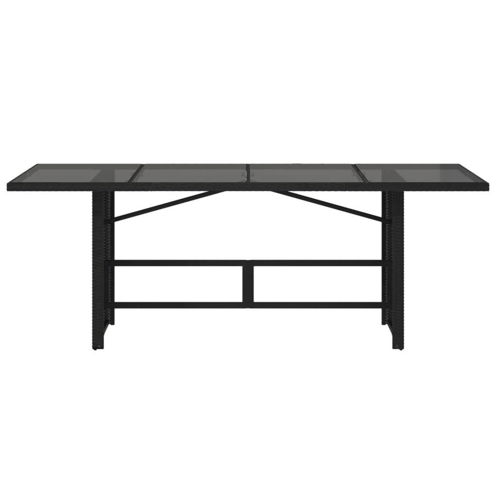 Mesa de jardim com tampo de vidro 190x80x75 cm vime PE preto