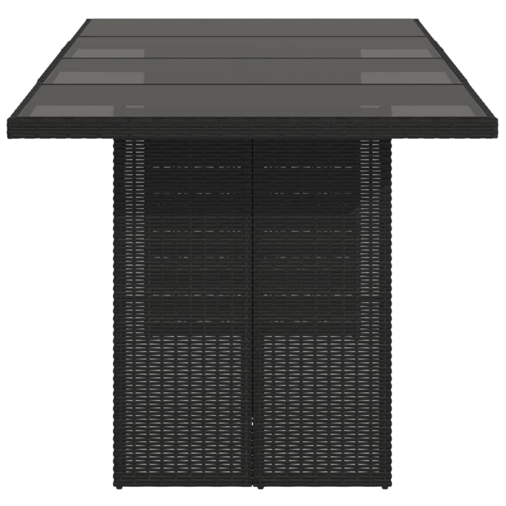 Mesa de jardim com tampo de vidro 190x80x75 cm vime PE preto