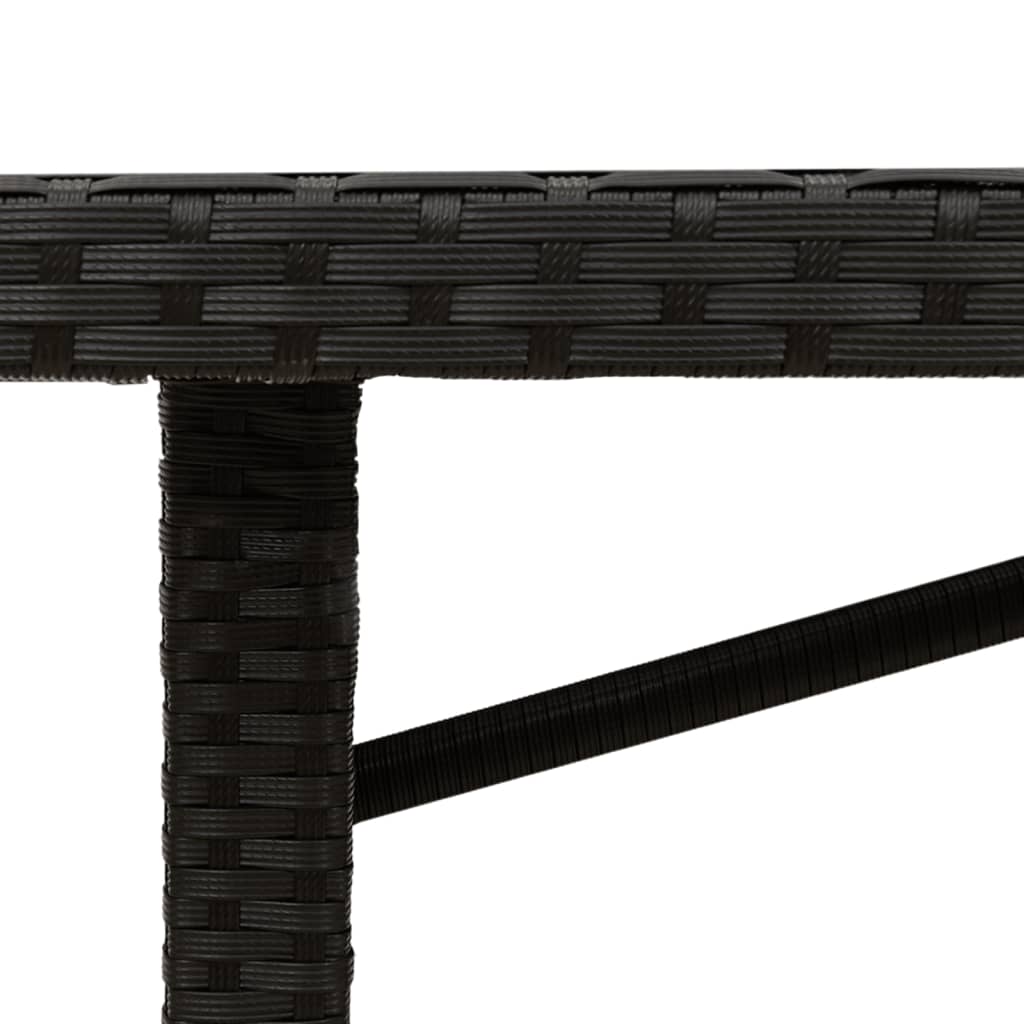 Mesa de jardim com tampo de vidro 190x80x75 cm vime PE preto