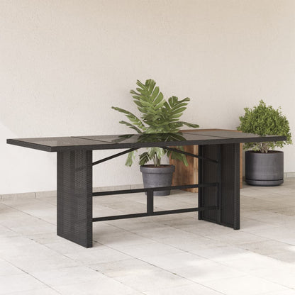 Mesa de jardim com tampo de vidro 190x80x75 cm vime PE preto