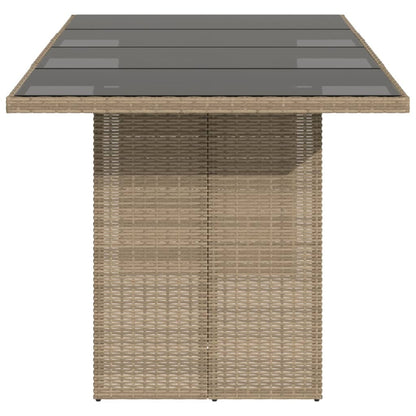 Mesa de jardim com tampo de vidro 190x80x75 cm vime PE bege