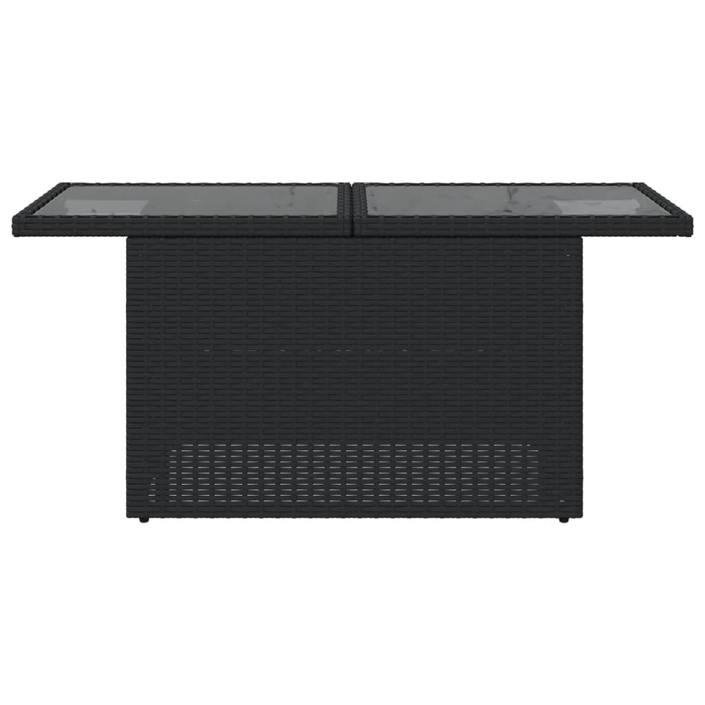 Mesa de jardim com tampo de vidro 100x55x73 cm vime PE preto