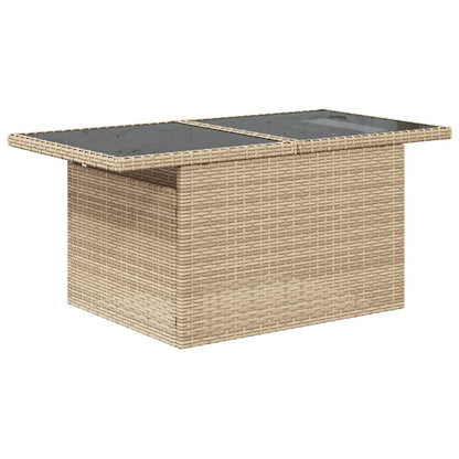 Mesa de jardim com tampo de vidro 100x55x73 cm vime PE bege