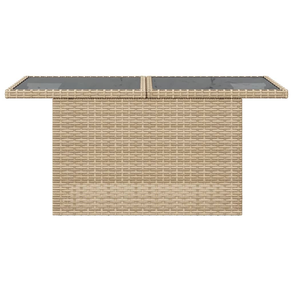 Mesa de jardim com tampo de vidro 100x55x73 cm vime PE bege