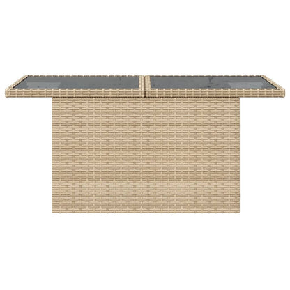 Mesa de jardim com tampo de vidro 100x55x73 cm vime PE bege