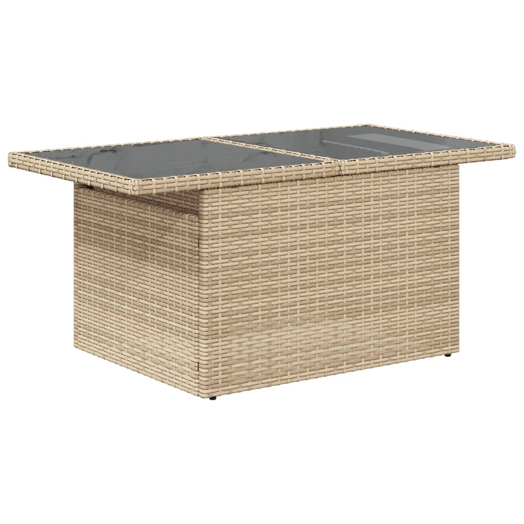 Mesa de jardim com tampo de vidro 100x55x73 cm vime PE bege