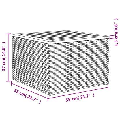 Mesa de jardim 55x55x37 cm vime PE e madeira de acácia bege