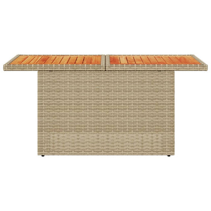 Mesa de jardim 100x55x73 cm vime PE e madeira de acácia bege