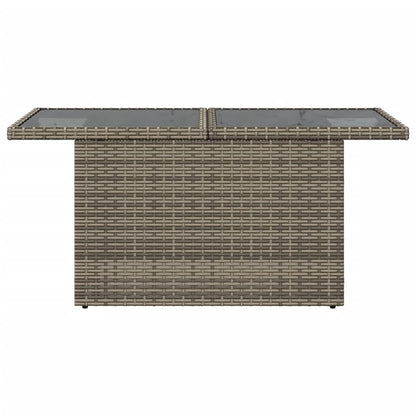 Mesa de jardim com tampo de vidro 100x55x73 cm vime PE cinza