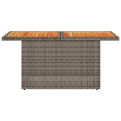 Mesa de jardim 100x55x73 cm vime PE/madeira de acácia cinzento