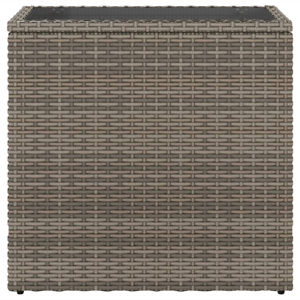 Mesa de apoio jardim c/ tampo vidro 58x27,5x55 cm vime PE cinza