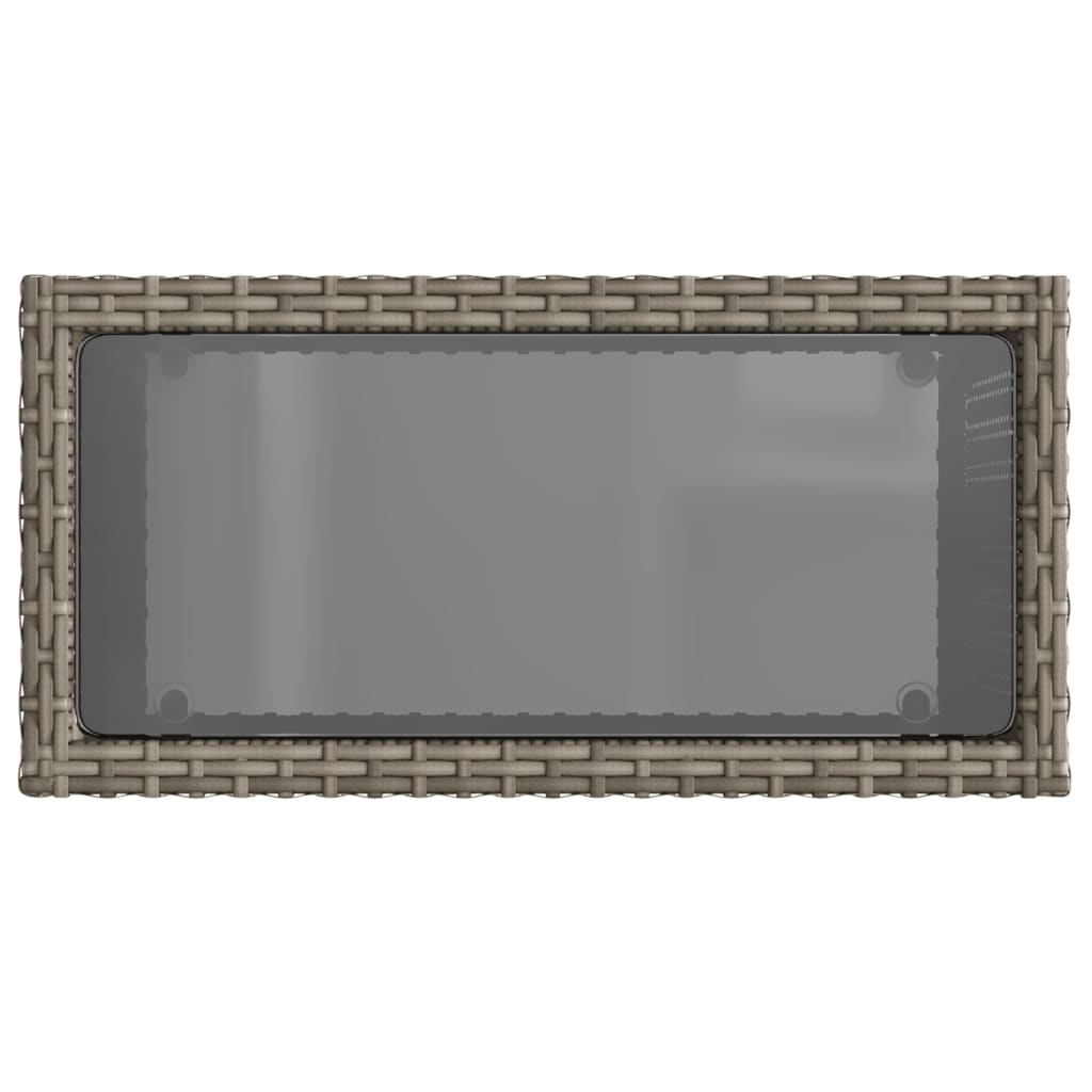 Mesa de apoio jardim c/ tampo vidro 58x27,5x55 cm vime PE cinza