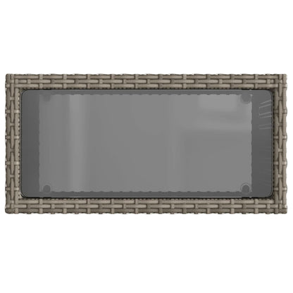 Mesa de apoio jardim c/ tampo vidro 58x27,5x55 cm vime PE cinza