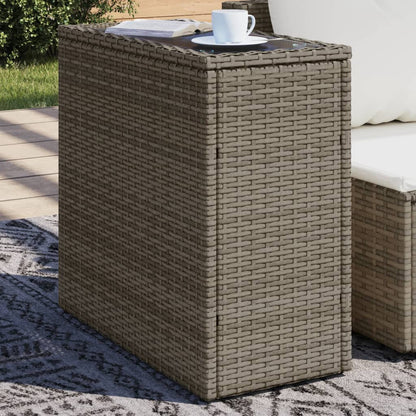 Mesa de apoio jardim c/ tampo vidro 58x27,5x55 cm vime PE cinza