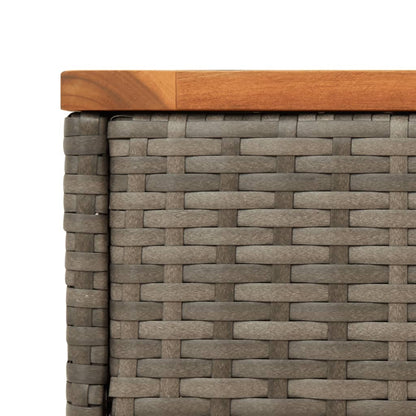 Mesa apoio jardim c/ tampo madeira 58x27,5x55 cm vime PE cinza