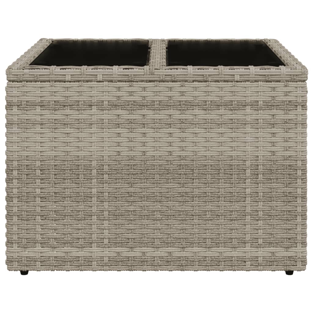 Mesa de jardim c/ tampo de vidro 55x55x37cm vime PE cinza-claro