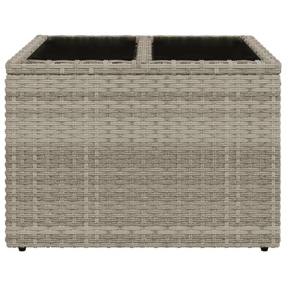 Mesa de jardim c/ tampo de vidro 55x55x37cm vime PE cinza-claro