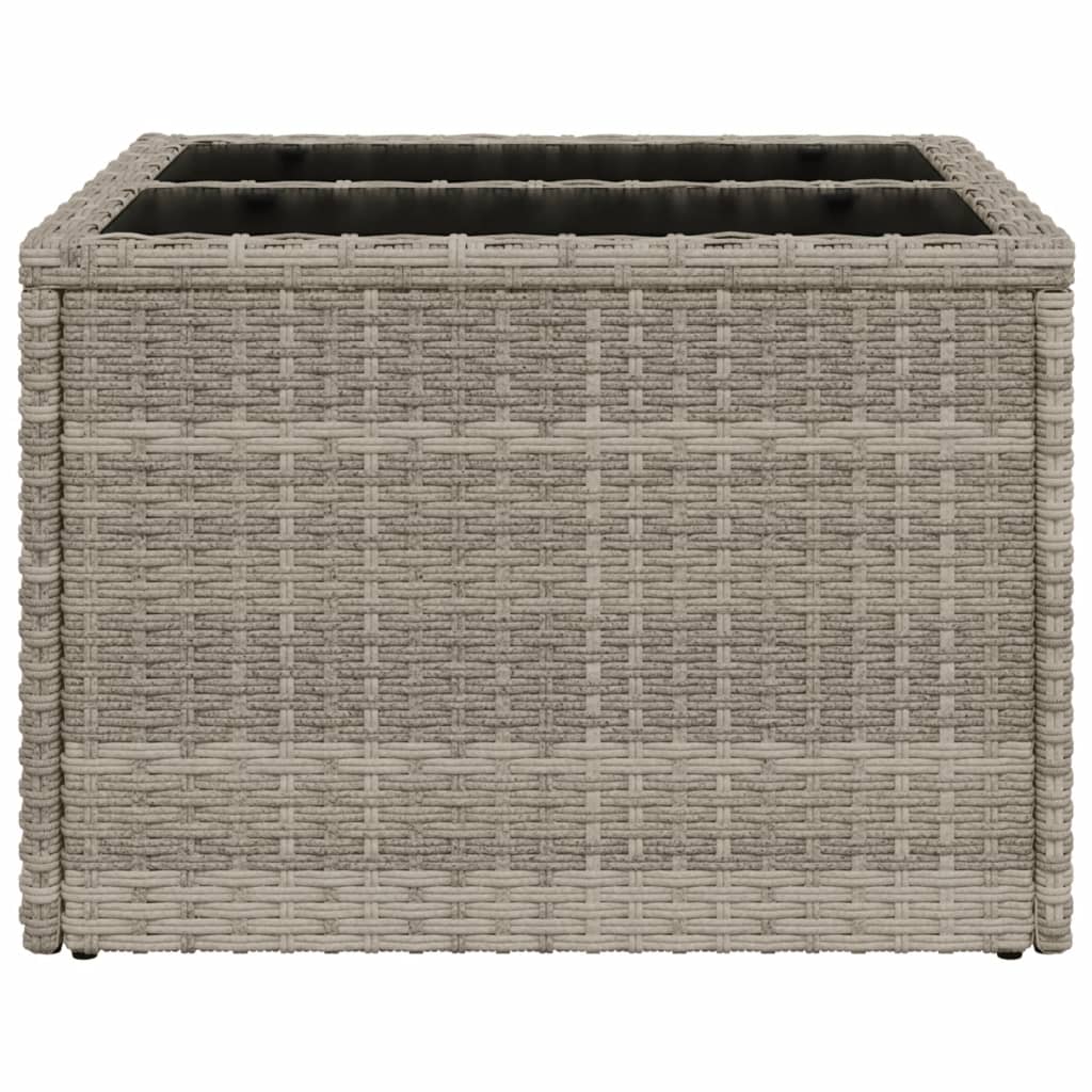 Mesa de jardim c/ tampo de vidro 55x55x37cm vime PE cinza-claro