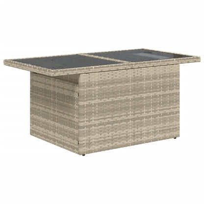 Mesa jardim c/ tampo de vidro 100x55x73 cm vime PE cinza-claro