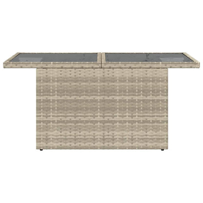 Mesa jardim c/ tampo de vidro 100x55x73 cm vime PE cinza-claro