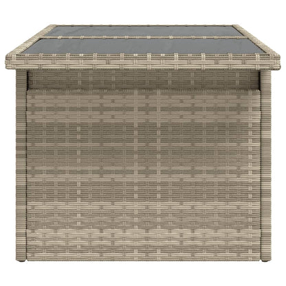 Mesa jardim c/ tampo de vidro 100x55x73 cm vime PE cinza-claro