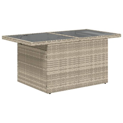 Mesa jardim c/ tampo de vidro 100x55x73 cm vime PE cinza-claro