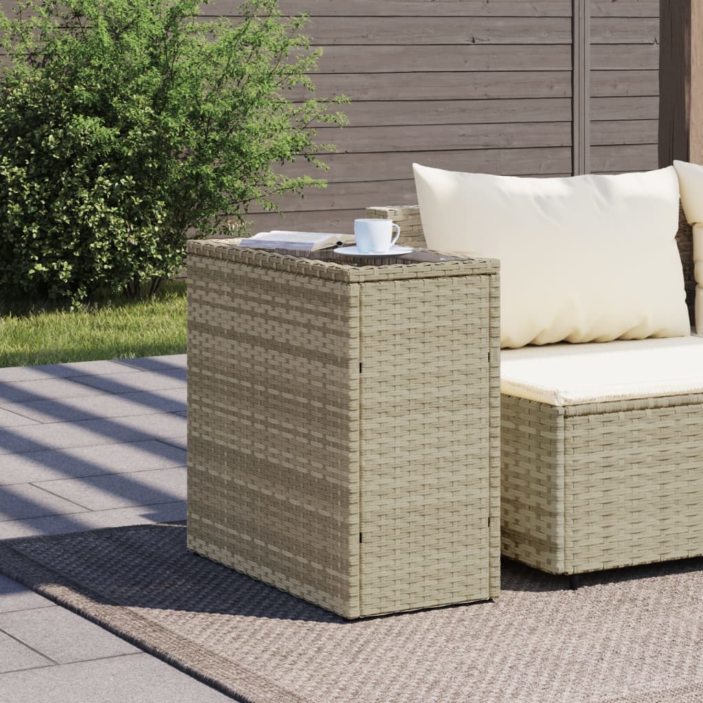 Mesa de apoio jardim c/ tampo vidro 58x27,5x55 cm vime PE