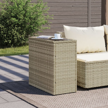 Mesa de apoio jardim c/ tampo vidro 58x27,5x55 cm vime PE