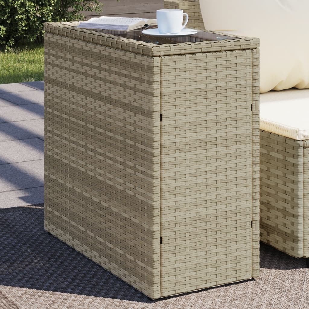 Mesa de apoio jardim c/ tampo vidro 58x27,5x55 cm vime PE