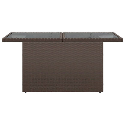 Mesa de jardim com tampo de vidro 100x55x73 cm vime PE castanho