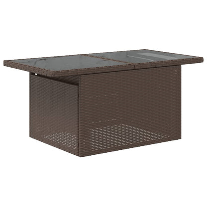 Mesa de jardim com tampo de vidro 100x55x73 cm vime PE castanho