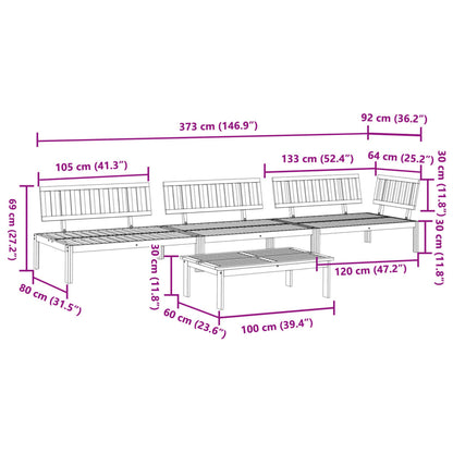 4 pcs conjunto de móveis de paletes p/ jardim acácia maciça