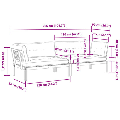 Sofás canto paletes p/ jardim 2 pcs c/ almofadões acácia maciça