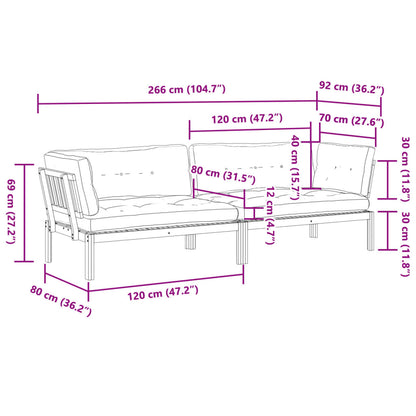 Sofás canto paletes p/ jardim 2 pcs c/ almofadões acácia maciça