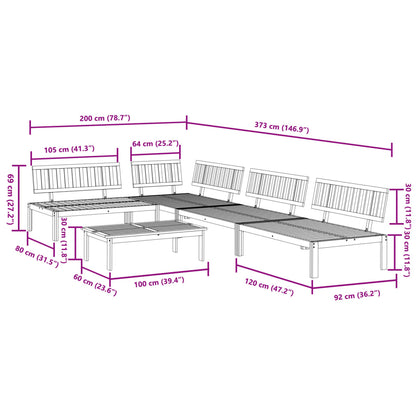 5 pcs conjunto de móveis de paletes p/ jardim acácia maciça