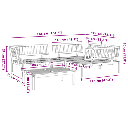 4 pcs conjunto de móveis de paletes p/ jardim acácia maciça