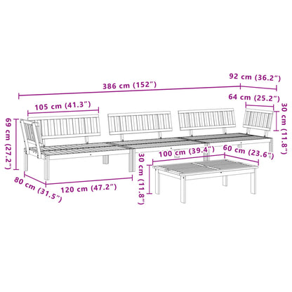 4 pcs conjunto de móveis de paletes p/ jardim acácia maciça