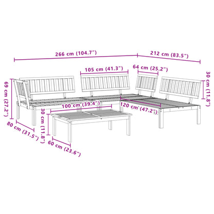 4 pcs conjunto de móveis de paletes p/ jardim acácia maciça