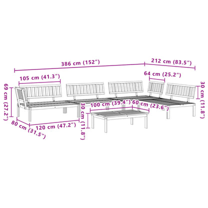 5 pcs conjunto de móveis de paletes p/ jardim acácia maciça