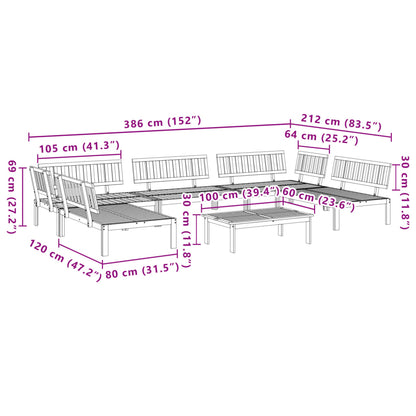 6 pcs conjunto de móveis de paletes p/ jardim acácia maciça