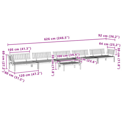 6 pcs conjunto de móveis de paletes p/ jardim acácia maciça