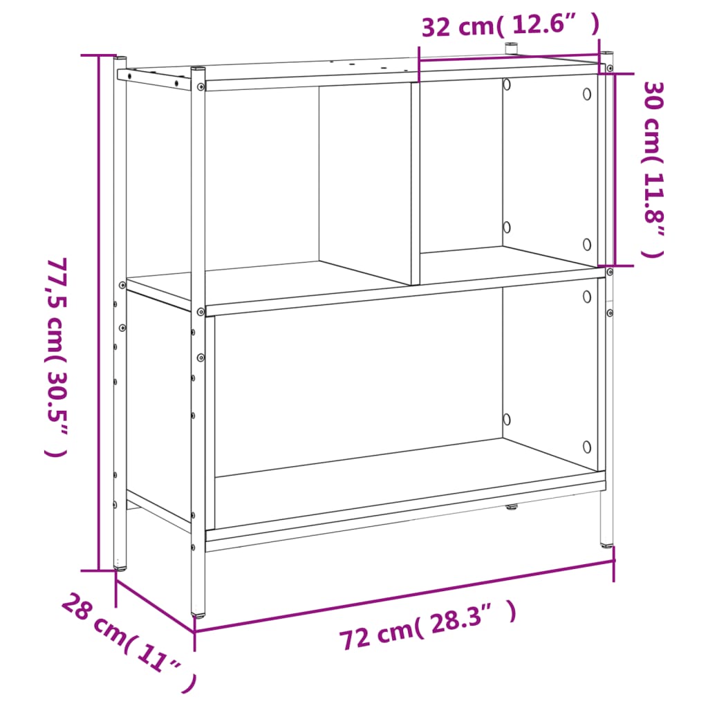 Estante 72x28x77,5 cm derivados de madeira cinzento sonoma