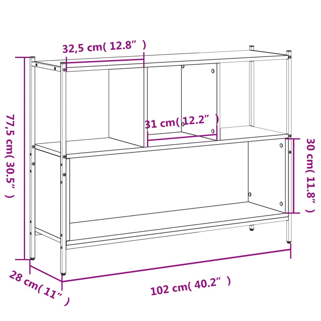 Estante 102x28x77,5 cm derivados de madeira cinzento sonoma