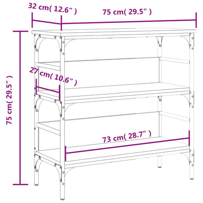 Mesa consola 75x32x75 cm derivados de madeira cinzento sonoma